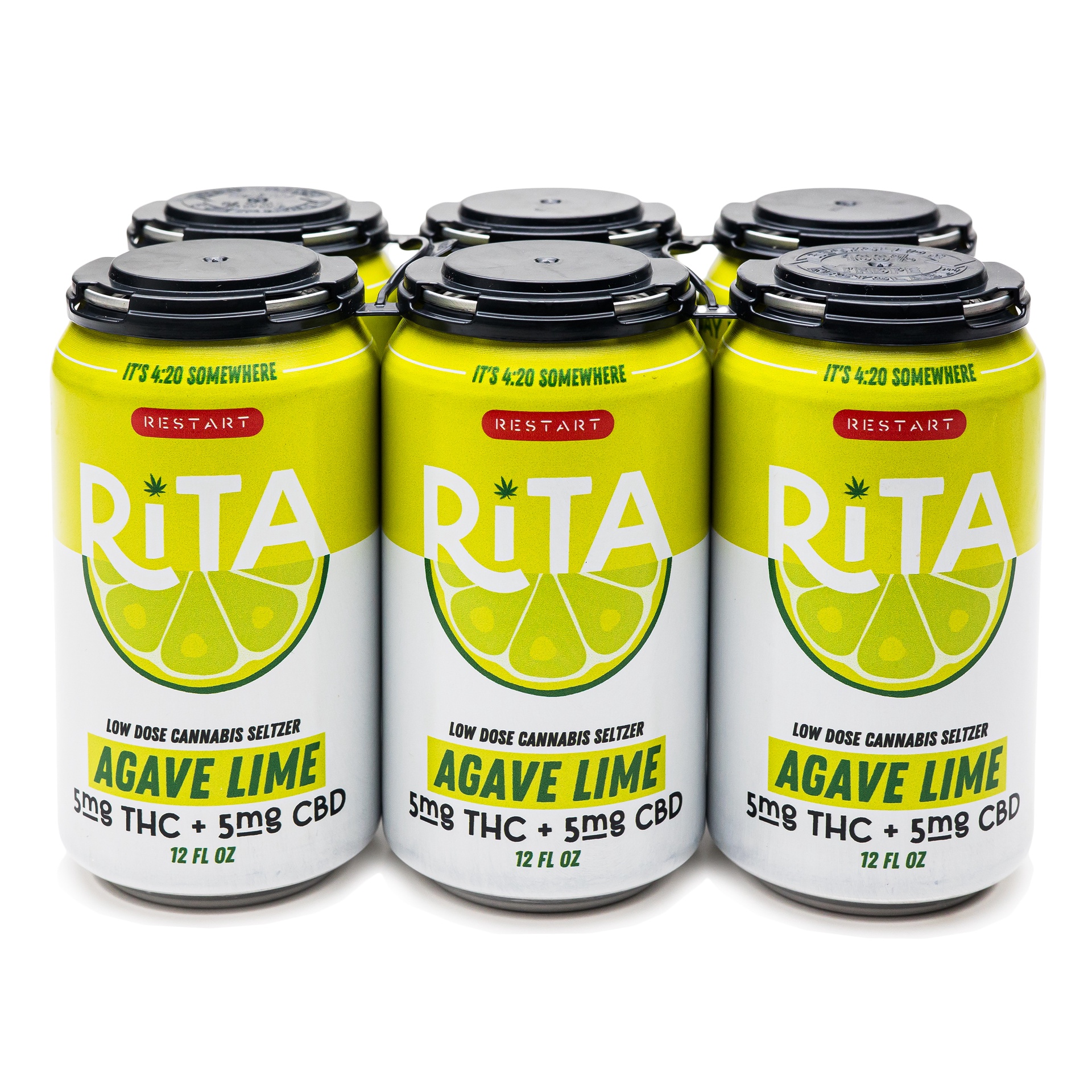 RESTART Rita Delta 9 THC 10MG Cannabis Seltzer Agave Lime “ENERGY" / 6-pack